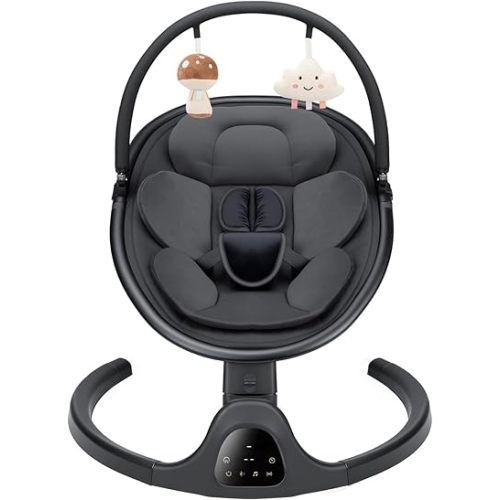 Baby Swing for Infants, Infant Swing with 5 Swing Speed, Built-in Lullabies, 5-Point Harness, Electric Infant Swing with Bluetooth for Indoor & Outdoor Use (Black)