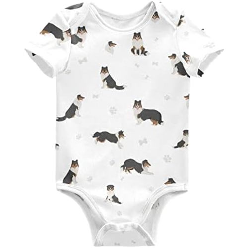 vvfelixl Baby Girls' Bodysuits Black Pug White Short Sleeve Cotton Baby Clothes For Girls 0-24 Months