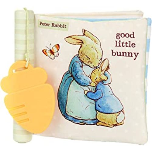 KIDS PREFERRED Beatrix Potter Peter Rabbit Soft Teether Book with Sensory Teether Spine and Teether Toy