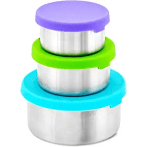 WeeSprout 18/8 Stainless Steel Food Storage Containers - Set of 3 Metal Food Storage Containers (150 ml, 200 ml, 400 ml), Leakproof Silicone Lids, Durable, for Lunch Box, Snacks & Leftovers - Bright