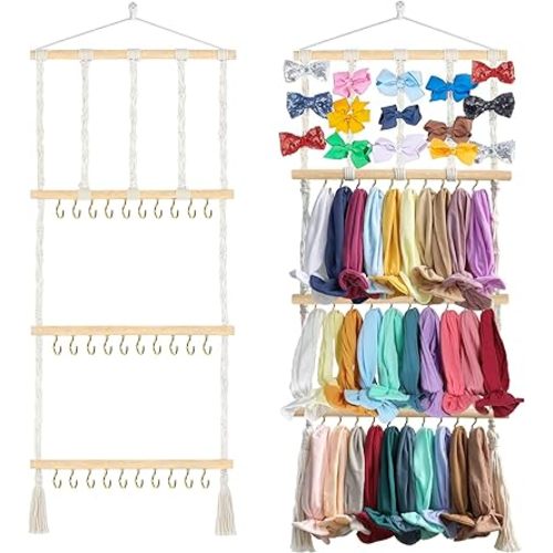 Headband Holder Hair Bows Organizer for Girls, Baby Headbands Hair Accessories Organizer Storage Wall Hanging Decor for Toddler Girls Room