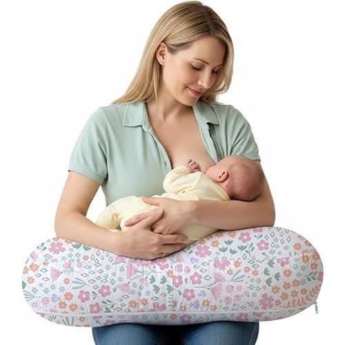Little Grape Land Nursing Pillow & Breastfeeding Pillow for Baby Feeding, Ergonomic U‑Shape Support, Removable Washable Cover, 23 x 16 x 6.5 in, Floral