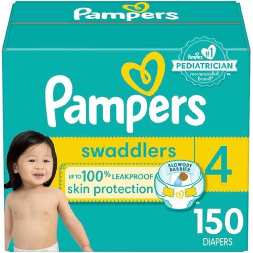 Pampers Baby Diapers - Swaddlers - Size 4, 150 Count, Ultra Absorbent Disposable Infant Diaper