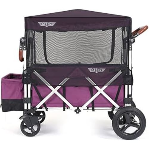 Keenz Folding Collapsible Mosquito Netting Sun Shade Protection Cover Accessory with Zippered Opening for the 7S Kids Toddler Wagon, Black (Net Only)