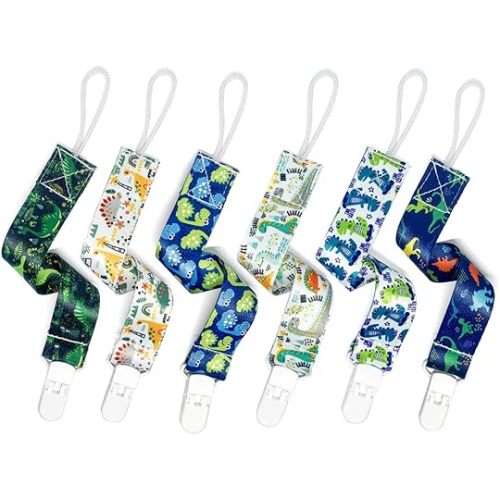 PandaEar Baby Pacifier Clips, 6 Pack Universal Holder Leash for Boys and Girls, Teething Toys Teethers