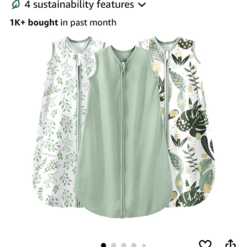 Yoofoss Baby Sleep Sack 0-6 Months Wearable Blanket for Babies 100% Organic Cotton 2-Way Zipper TOG 0.5 Toddler Sleeping Sack 3 Pack, Sleep Sacks