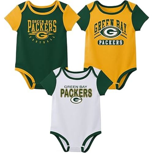 Outerstuff NFL Teams Newborn Baby and Infant Short Sleeve Bodysuit Variety 3-Pack (0-18m)