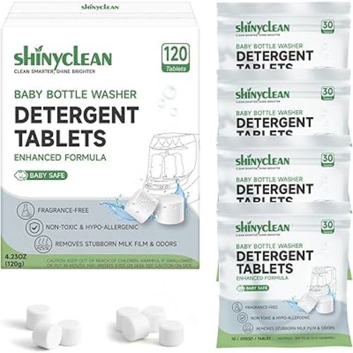 120PCS Baby Bottle Washer Tablets for Momcozy & Baby Brezza Pro, Natural Enzyme Detergent,Deep Cleaning, Chlorine & Fragrance Free, No Residue, Universal Fit All Bottle Washers Machines