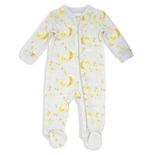Rose Textiles - Baby Neutral Galaxy Printed Sleeper, Grey