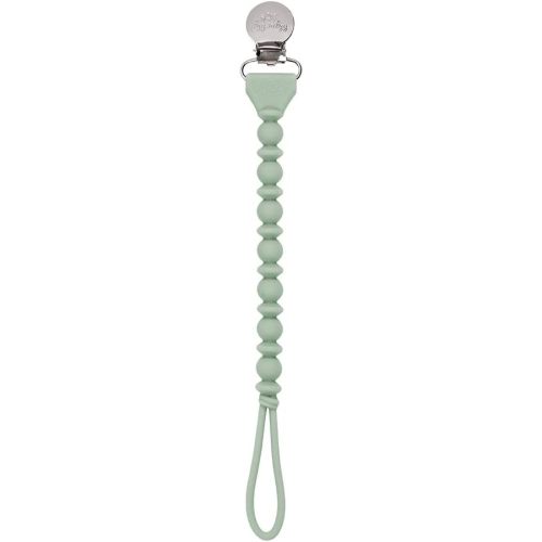 Itzy Ritzy Silicone Pacifier Clip; 100% Food Grade Silicone Pacifier Strap with Clip Keeps Pacifiers, Teethers & Small Toys in Place; Features One-Piece Design & Silicone Cord (Agave)