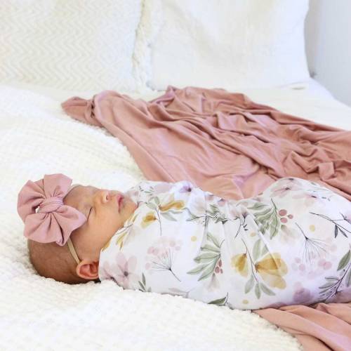 Maeve's Mauve & Mustard Floral Oversized Swaddle Blanket