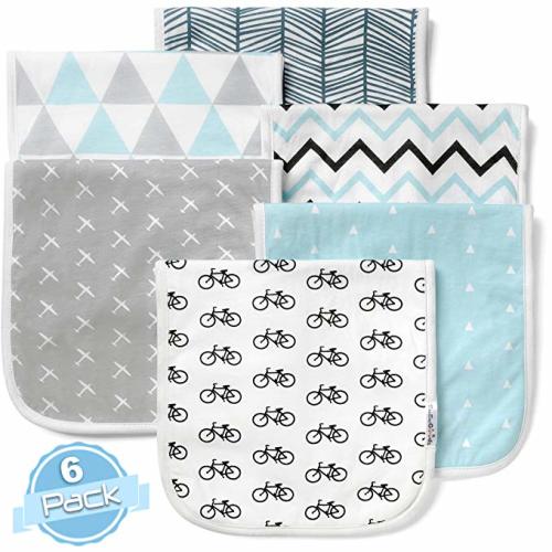 Burp Cloths for Baby Boy & Girl - Ultra Absorbent Burping Rags - Anti Shrink Unisex Burpy Clothes - Super Soft Jersey Cotton, Large 21"x10" - Thick for Newborn Cloth Diapers - 6 Pack by Baebae Goods