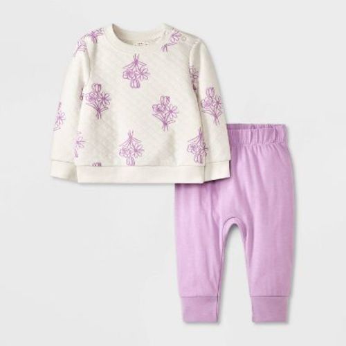 Baby Girls' Quilted Top & Bottom Set - Cat & Jack™ Pink Newborn