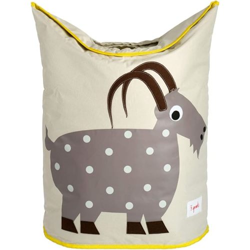 3 Sprouts Baby Laundry Basket for Nursery - Hamper with Handles/Lid, Large Storage Basket, Toy Bin, Room Decor - Kids Hamper, Baby Clothes Storage Organizer, Goat