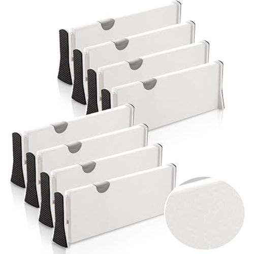 Ormeli Drawer Dividers Expandable Adjustable Dresser Drawer Organizers Divider for Clothes, Silverware and Utensils fit Kitchen, Bedroom, Bookcase, Baby Drawer with Instructions