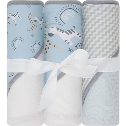 Hooded Baby Towels, Baby Bath Towels, Baby Towels with Hood, Hooded Baby Towel, Toddler Towels, Baby Hooded Towel, 30" x 26", 3PK (Zoo Friends)