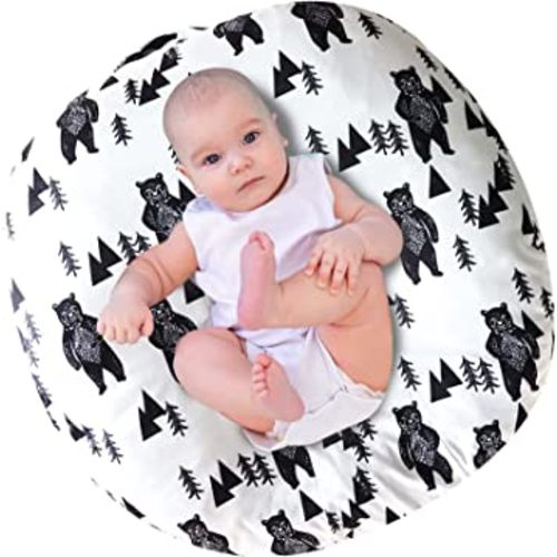 Baby Lounger Cover, Bear Newborn Lounger Cover for Boys, Snugly Fit Infant Lounger for Baby, Infant Removable Slipcover, Animal Breathable & Reusable (Lounger Pillow Not Included)