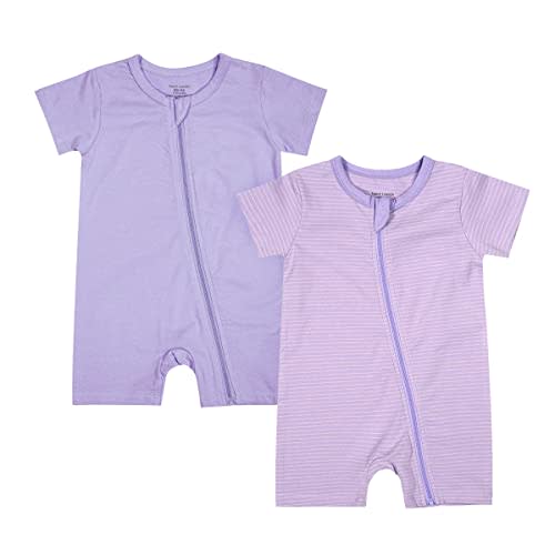 Teach Leanbh Baby Boys or Girls 2 Pack Pajamas Cotton Short Sleeve Zipper Romper Jumpsuits Sleep and Play 3-24 Months …