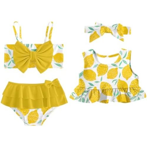 Ahegao 6M-3T Baby Girls Swimsuits for Toddlers Kids 3pcs Bathing Suits Bikini