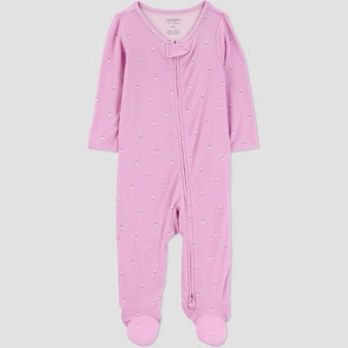 Carter's Just One You® Baby Girls' Comfy Soft Geo Sleep N' Play - Pink/White Newborn: Heavyweight Jersey, Snug Fit