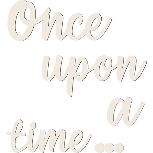 Once Upon a Time Sign for Nursery, Wooden Once Upon a Time Wall Decor Nursery Sign Wood Word Wall Decor Plaque for Reading Library Corner Nook Kids Room Bookshelf Home Décor DIY Decoration