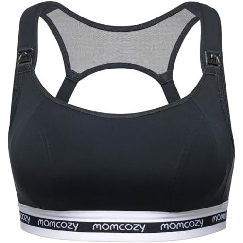 Momcozy Nursing Bras for Breastfeeding, FB011 Low-Impact Nursing Sports Bra Support Maternity Pregnancy Padded Wireless Bra