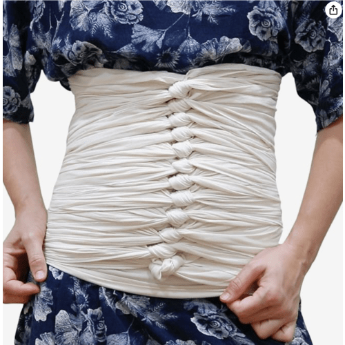 Bengkung Belly Binding Wrap Lightweight GOTs certified organic cotton postpartum belly binding wrap serged edges 17 yards Traditional postpartum belly binding cloth (Off White, GOTS certified organic)
