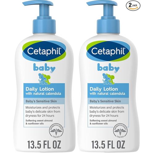Baby Daily Lotion with Organic Calendula |Vitamin E | Sweet Almond & Sunflower Oils |13.5 Fl. Oz (Pack of 2)