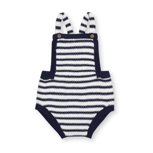 Hope & Henry Baby Overall Sweater Romper (navy And White Stripe, 0-3 Months)