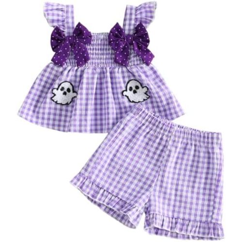 Mubineo Toddler Baby Girl Summer Clothes Cute Ruffle Shirt Tops Dress Shorts Outfits Set Fruit Blouse Princess Outfit