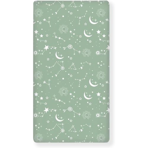 Stars Baby Crib Sheets for Boys Girls Moon Fitted Crib Sheet for Standard Crib and Toddler Mattress Green Baby Mattress Sheets Toddler Bed Sheet 52x28x8 in