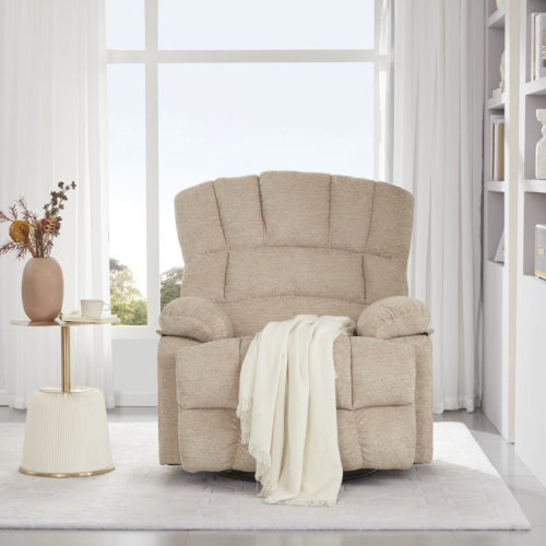 Breasha 39.7" Wide Manual Upholstered Swivel Rocker Recliner