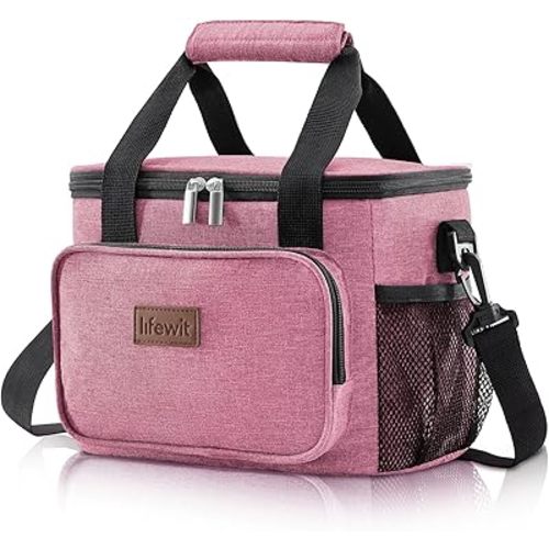 Lifewit Large Lunch Bag Insulated Lunch Box Soft Cooler Cooling Tote for Adult Men Women, Pink 12-Can (8.5L)