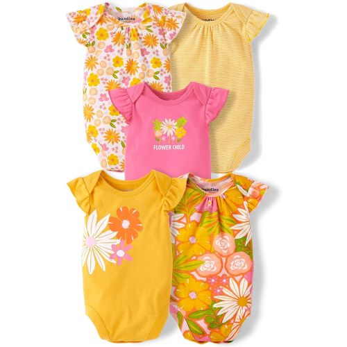The Children's Place Baby Girls' Short Sleeve Bodysuits, Multipack