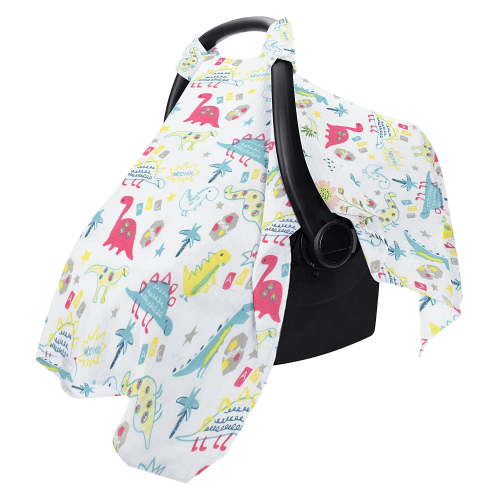 EUZODNAK Car Seat Cover Baby, Carseat Covers Baby for Girl Boy, Muslin Cotton Infant Car Seat Cover, Lightweight Car Seat Canopy, Breathable Baby Carrier Cover, Summer Stroller Sun Shade