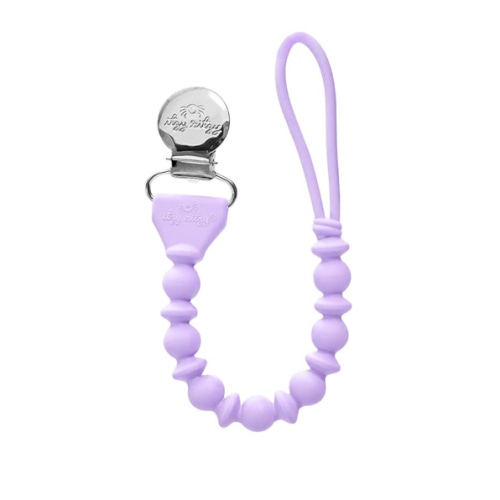 Itzy Ritzy Silicone Pacifier Clip; 100% Food Grade Silicone Pacifier Strap with Clip Keeps Pacifiers, Teethers & Small Toys in Place Features One-Piece Design & Cord (Purple)