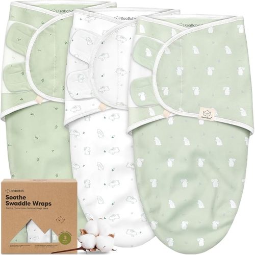 3-Pack Organic Baby Swaddle Sleep Sacks - Swaddles for Newborns, Infant 0-3 Months, Baby Girls, Boys, Soft & Snug Newborn Sleep Sack, Nursery Swaddling Blankets (Bunnies, OS)
