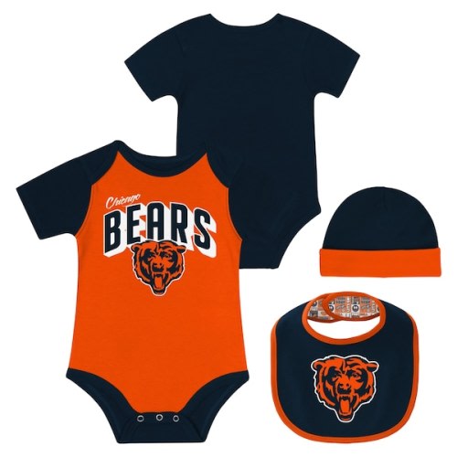 Chicago Bears Newborn & Infant Dynamic Duo Bodysuit, Bib & Knit Hat Set