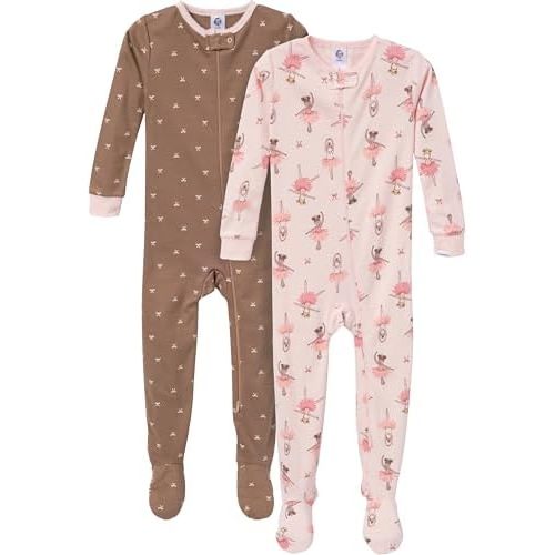 Gerber Baby Girls' 2-Pack Footed Pajamas