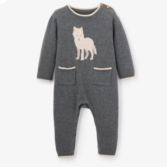 Wolf Knit Baby Jumpsuit DARK GRAY / 3-6M