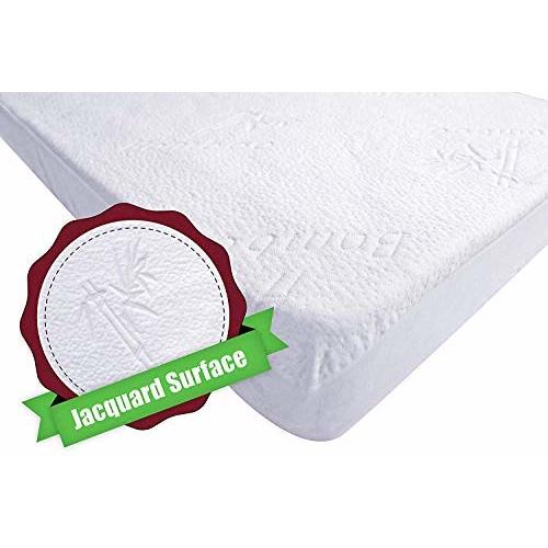 iLuvBamboo Crib Mattress Pad Protector - Waterproof Cover - Soft Natural Bamboo Jacquard Fitted Topper - Noiseless, Breathable & Hypoallergenic – Best Baby Gifts for Potty Training Toddlers & Infants - Standard Crib 52” x 28” x 9”