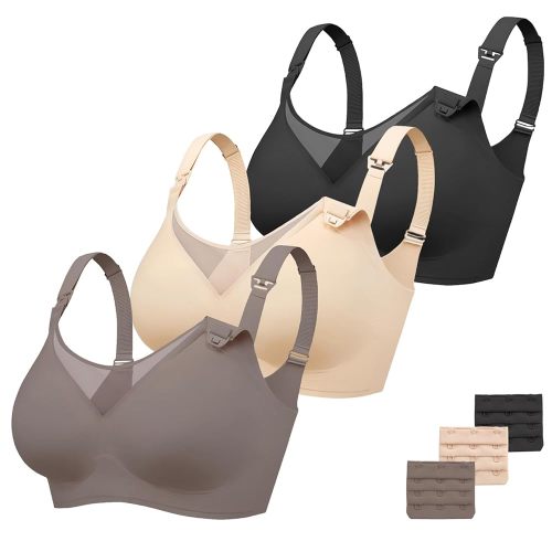 Vinfact 3 Pack Nursing Bras for Breastfeeding Comfort Maternity Bras for Pregnancy Wireless Seamless Breastfeeding Bras