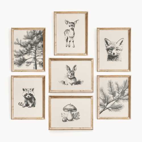 Woodland Nursery Wall Art | Animal Nursery Print | Forest Nursery Decor | Neutral Nursery Art | Baby Shower Gift | Digital Download