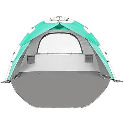 Arkali Beach Tent Pop Up Beach Sun Shade Tent with UPF 50+ UV Protection, Removable Floor Zippered Privacy & Ventilation Sun Shelter Family 3 to 4 Person