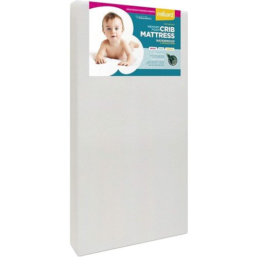 Milliard Premium Memory Foam Infant Crib Mattress and Toddler Bed Mattress with Waterproof Cover, Flip Dual Stage System, Made in The USA, 2024 Edition -27.5x52x5.5 in.