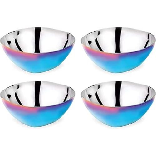 Ahimsa Stainless Steel Bowls for Kids - Pediatrician Designed, 12oz Toddler Bowl, Non Toxic Stainless Steel Snack Bowls Set, Non Plastic Kids Bowl, Dishwasher Safe (Set of 4 Blue)