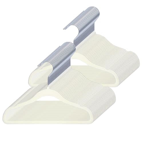 GoodtoU Velvet Kids Hangers 50 Pack, Baby Hangers for Closet Childrens Hanger Non Slip Velvet Clothes Hanger for Baby and Kids (Ivory 50Pack)