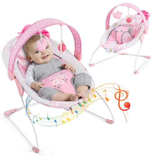 Baby Bouncer Soothing Infant Seat, Portable Baby Bouncer with Music Foldable Indoor & Outdoor Use for Baby 0-6 Months 6-20 lbs,Blue