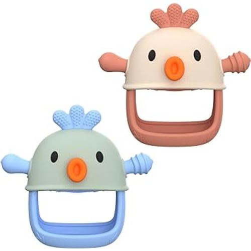 2 Packs Baby Teething Toy Silicone Teething Mitten for Infants 3+ Months, Anti-Drop Silicone Baby Teether, Hand Pacifier Baby Chew Toys for Sucking Needs, Soothing Pain Relief