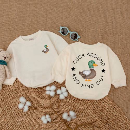 Duck Around and Find Out Romper, Duckling Baby Bodysuit, Funny Baby Outfit, Bubble Romper, Infant Baby Clothes, Trending Animal Shirt